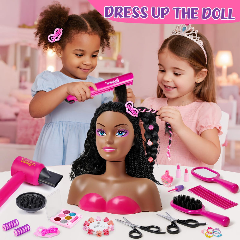 Cleboen realistic hair dryer and straightener setup ready for kids' pretend salon sessions.