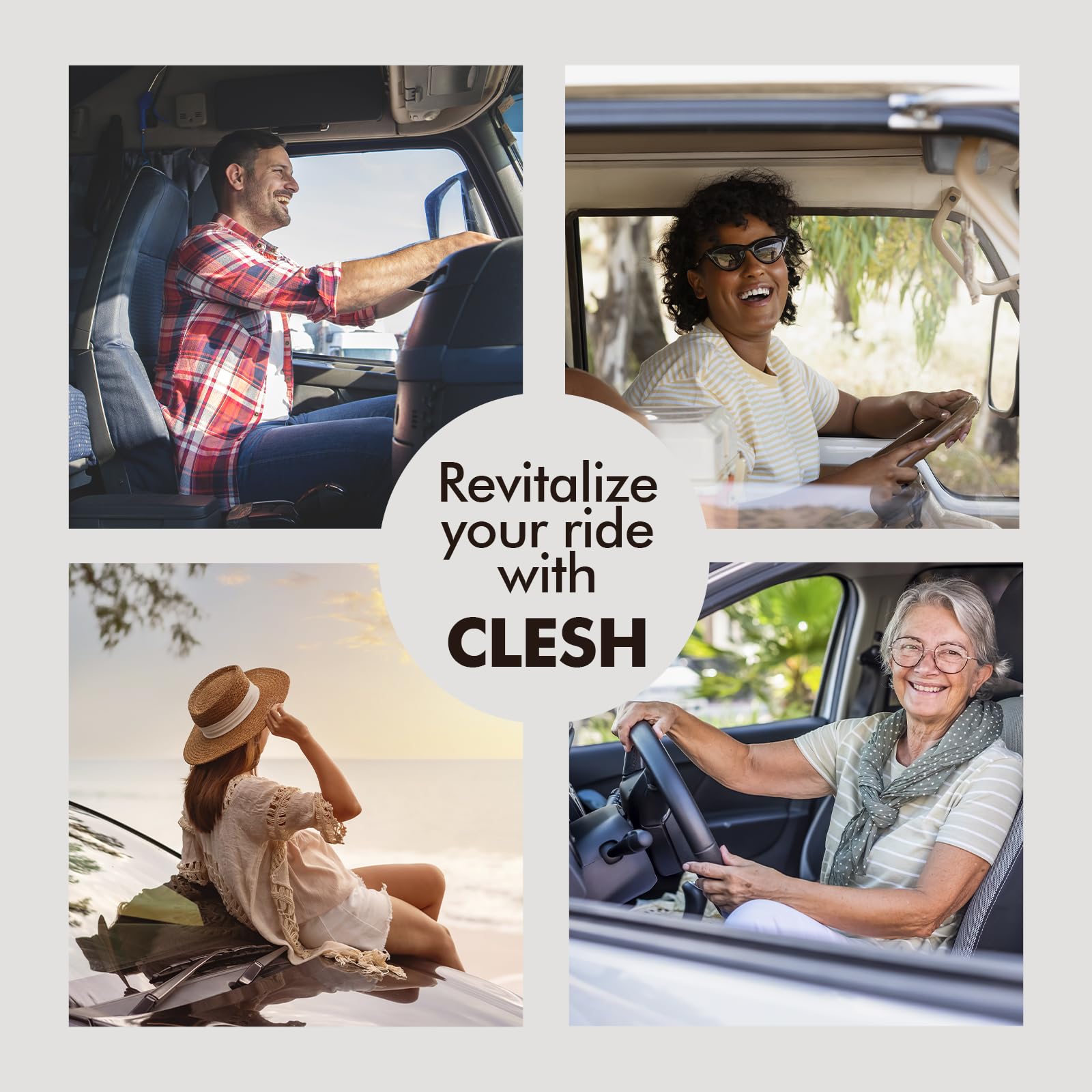 Car interior with CLESH Peach Berry aroma enhancing the ride.