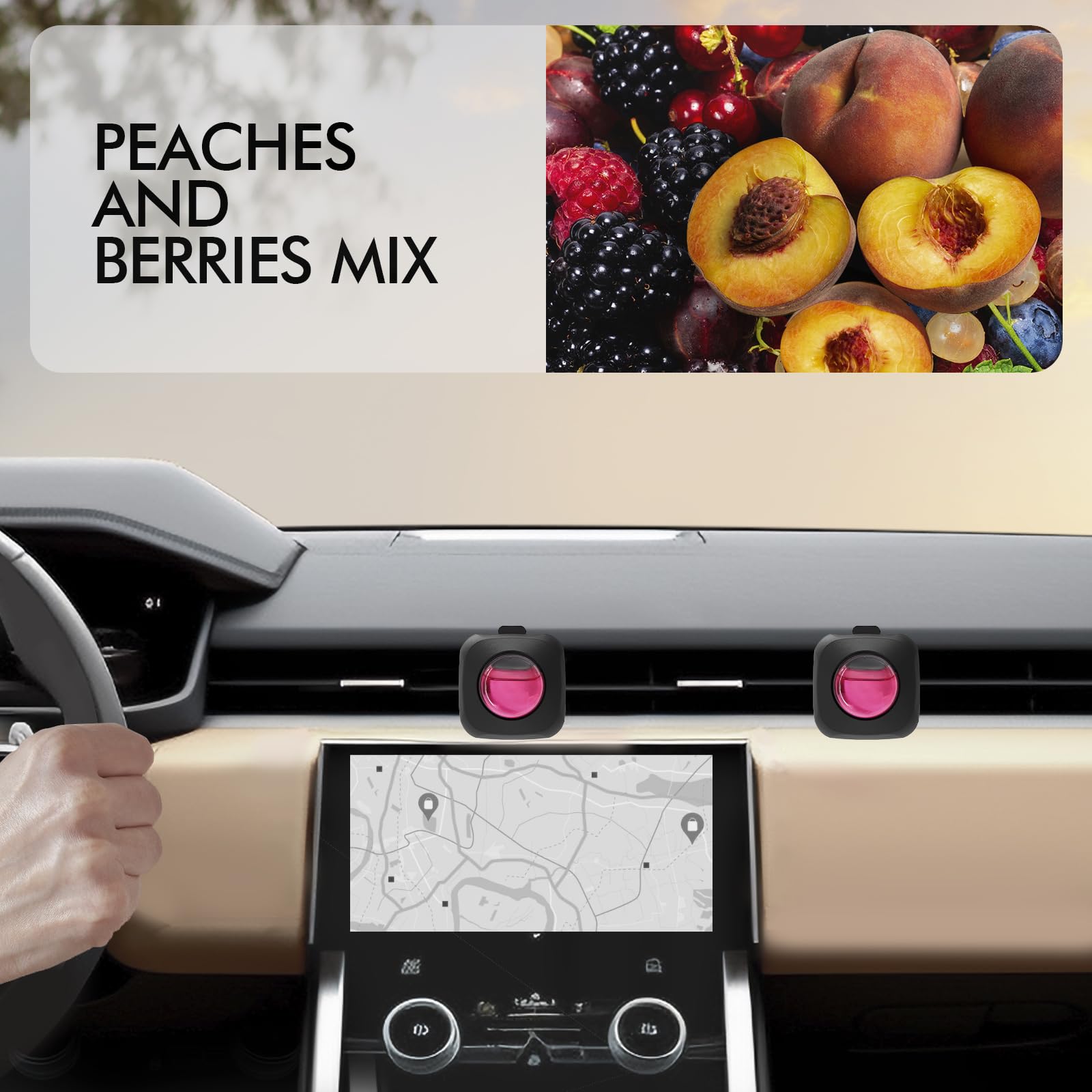 Close-up of CLESH Peach Berry vent clip highlighting diffusion design.