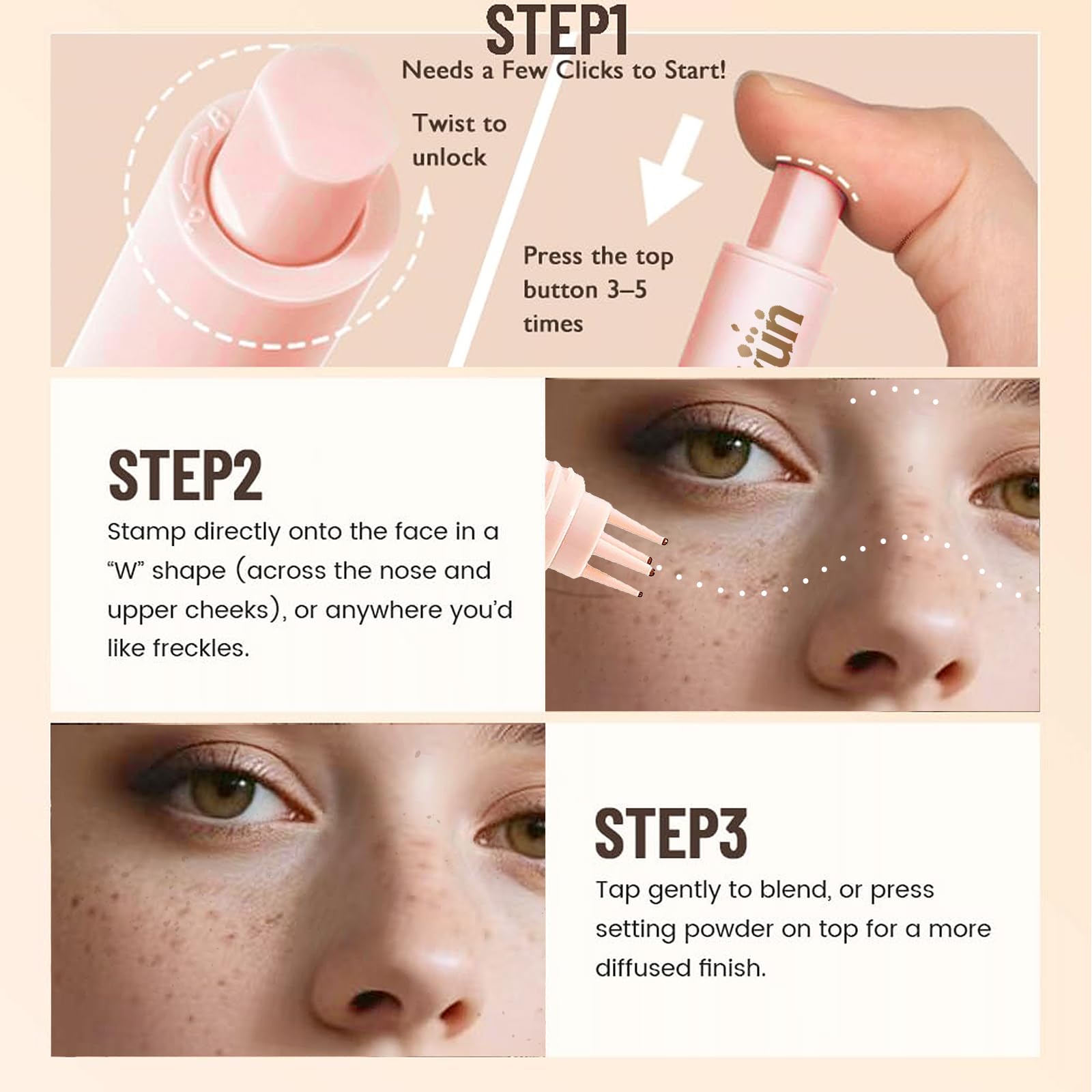 CLERVUN Freckle Stamp creates sun-kissed freckles