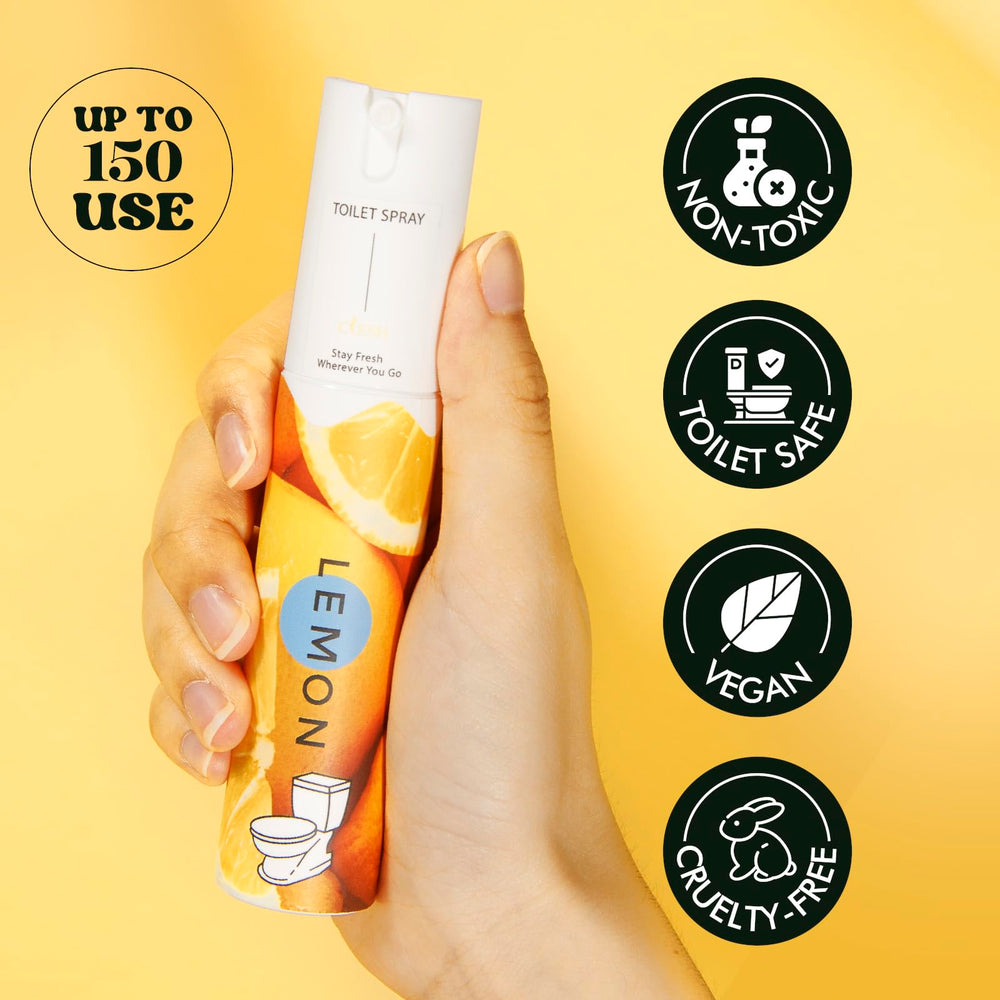 CLESH toilet spray travel pack image showing three 1oz bottles for on-the-go odor control