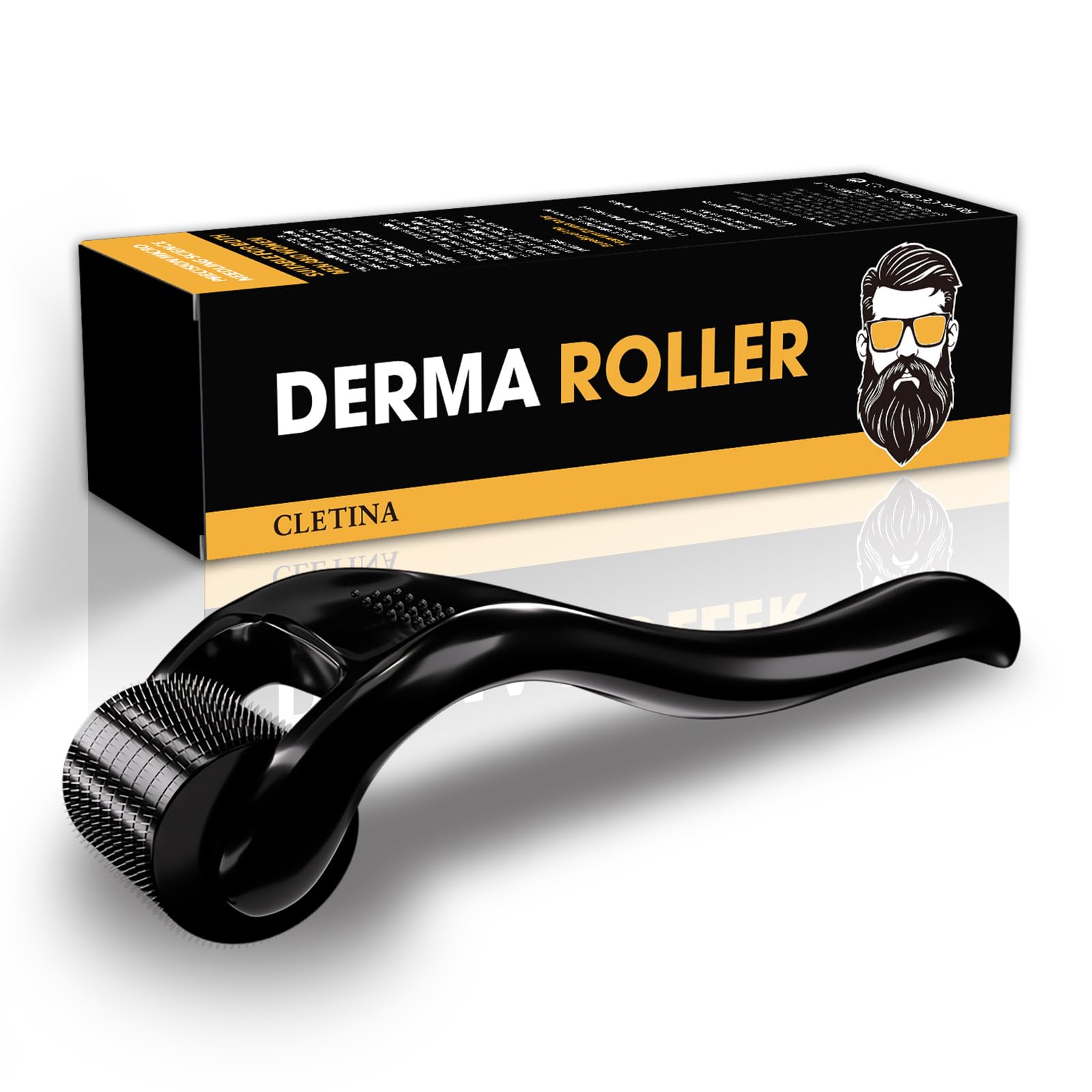CLETINA 540 Titanium Derma Roller with mirrored surface for precise control during at-home use
