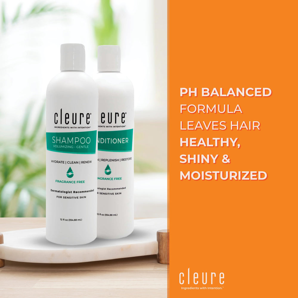 Cleure conditioner bottle pour highlights hydrating care for dry or color-treated hair.