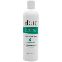 Cleure hypoallergenic volumizing shampoo bottle highlighting fragrance-free formula for sensitive skin