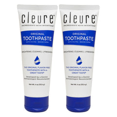 Cleure Original flavorless toothpaste bottle close-up highlighting gentle cleaning