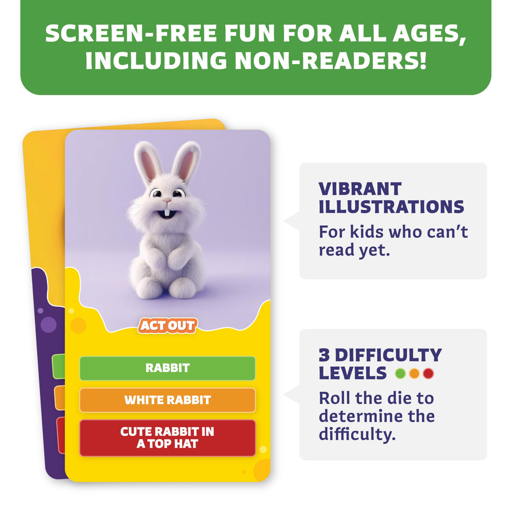 Clever Fox Play Epic Charades travel-friendly design fits trips and parties.