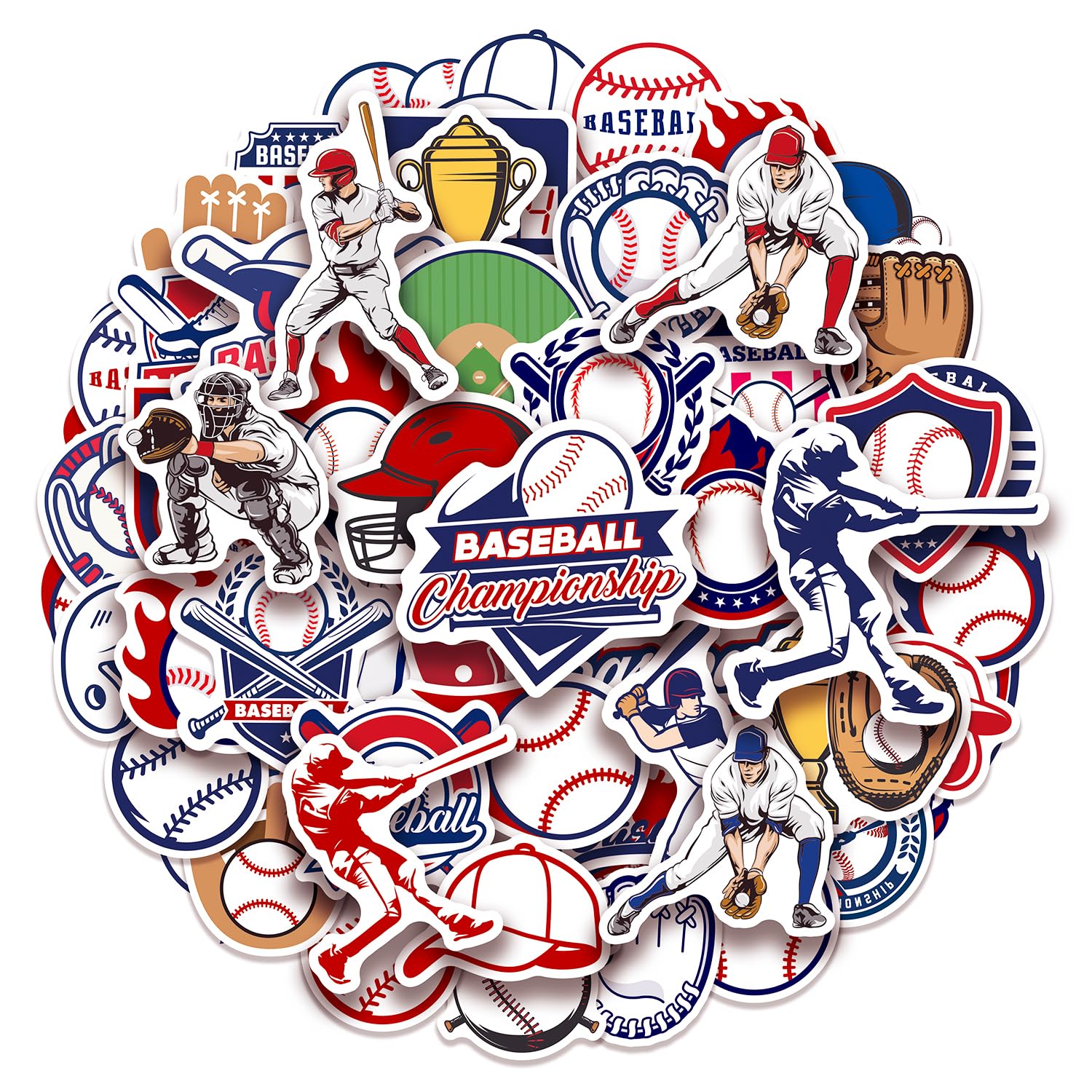 Cleverplay baseball stickers front view, perfect for party favors.