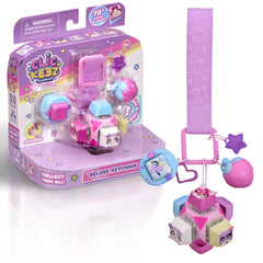 Clickeez Deluxe Keychain cube showing the click action for on-the-go play
