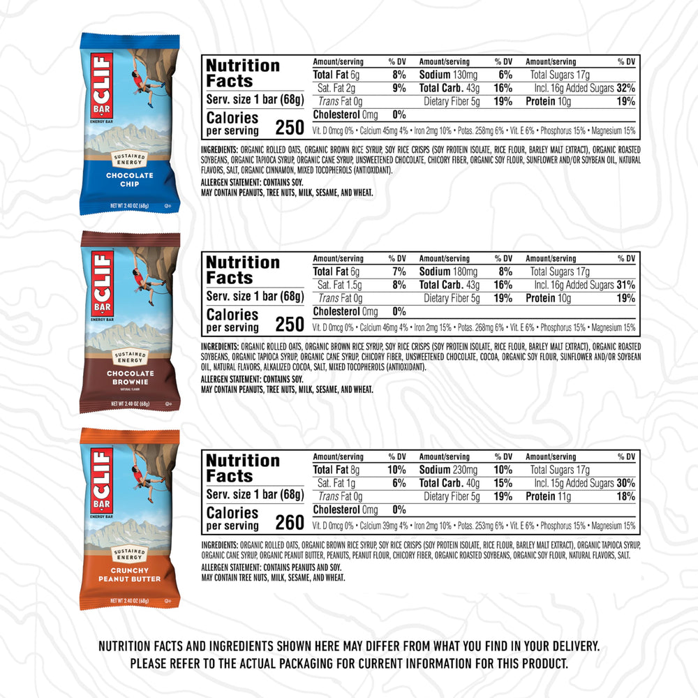 CLIF Bar Crunchy Peanut Butter energy bar in the pack, portable fuel for workouts.