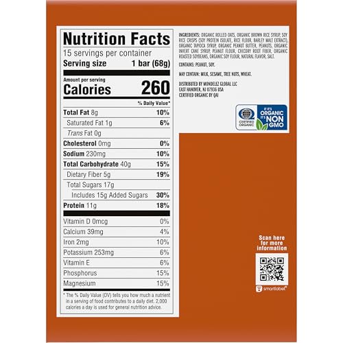 CLIF Bar Crunchy Peanut Butter ingredients bowl reveals organic oats.