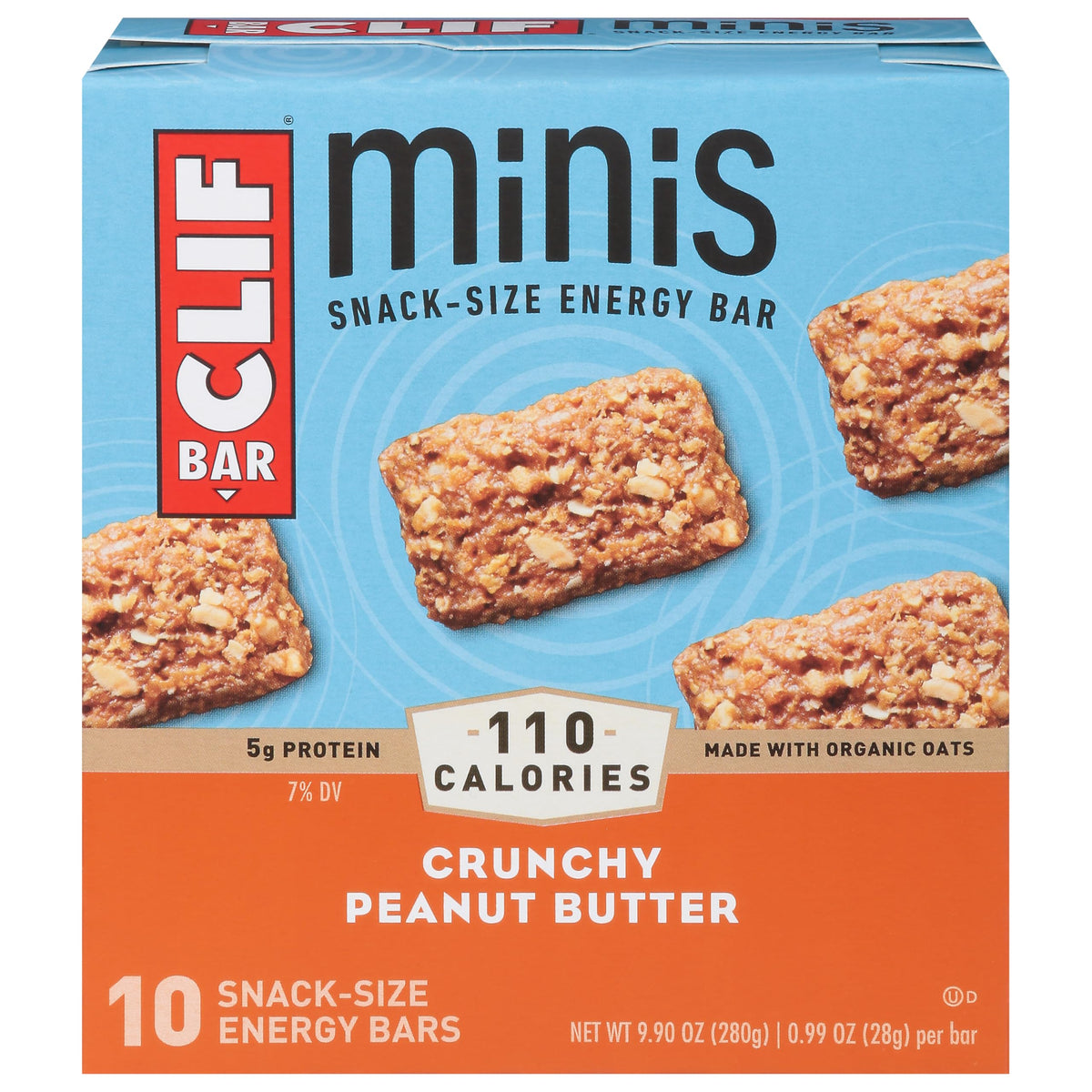 CLIF Bar Mini Crunchy PB 10ct pack, ideal on-the-go protein and fiber boost.