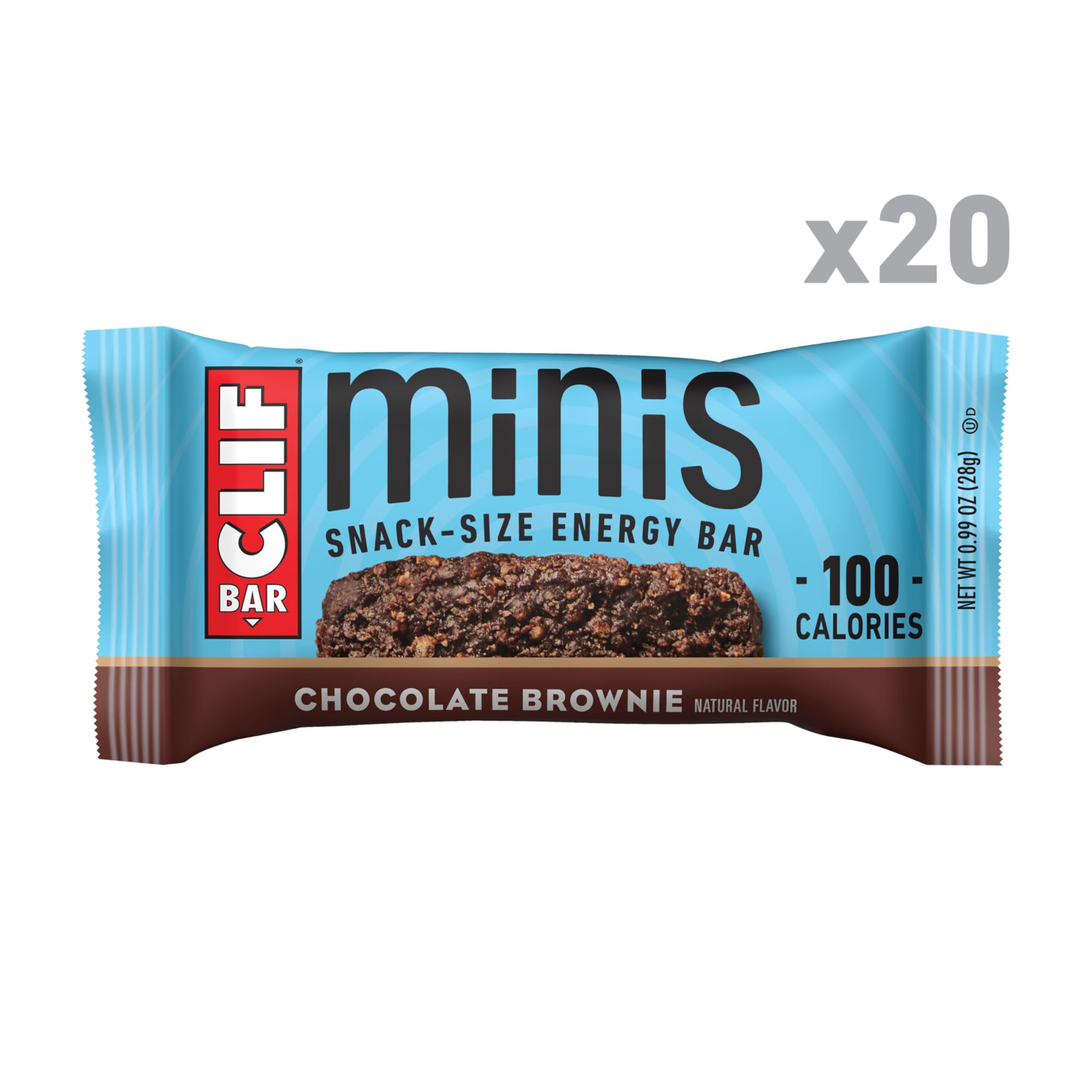 CLIF Bar Minis Chocolate Brownie ingredients show organic oats and plant-based goodness.