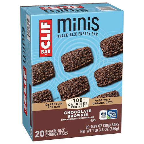 CLIF Bar Minis Chocolate Brownie non-GMO label visible.