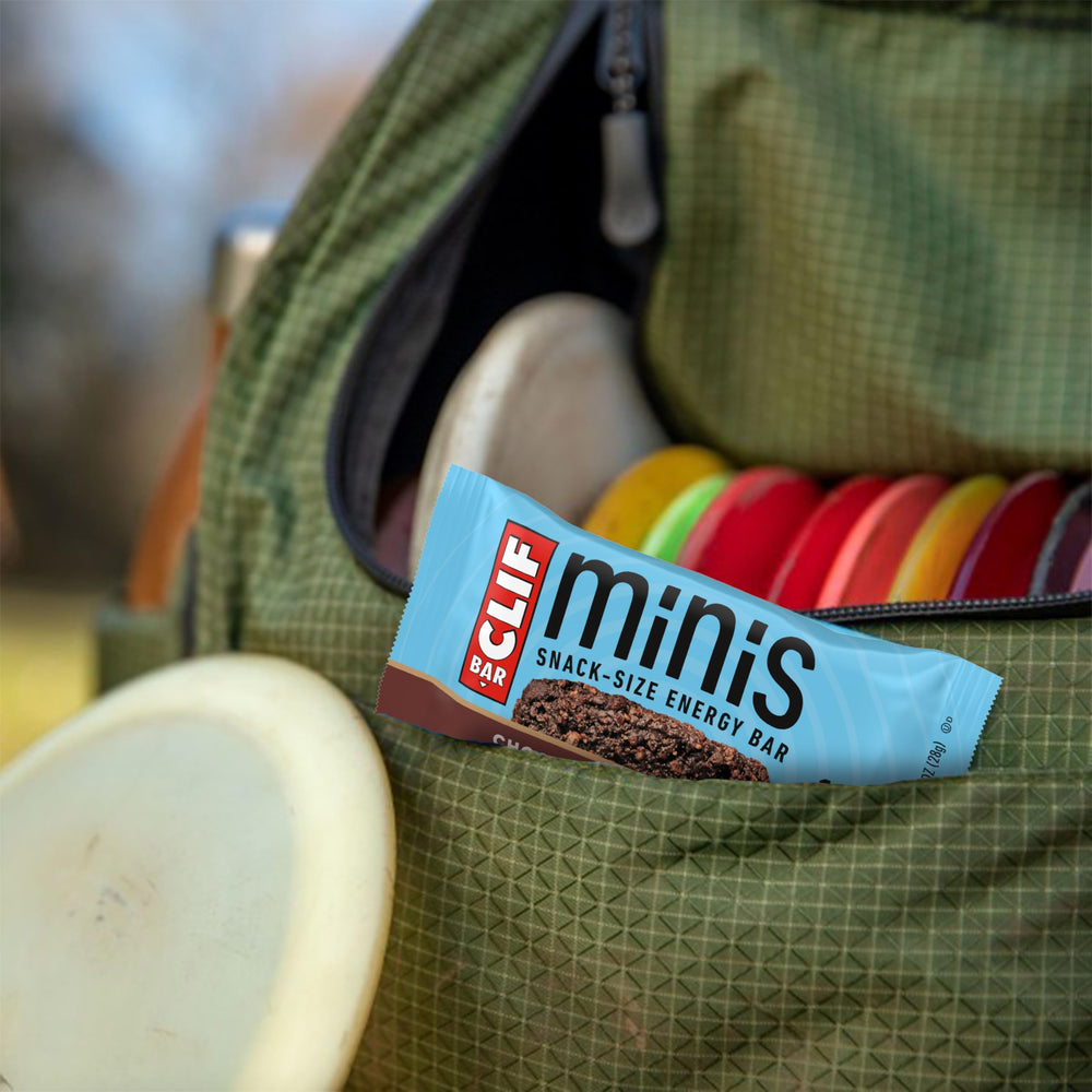 CLIF Bar Minis Chocolate Brownie on-the-go snack supports quick fueling.