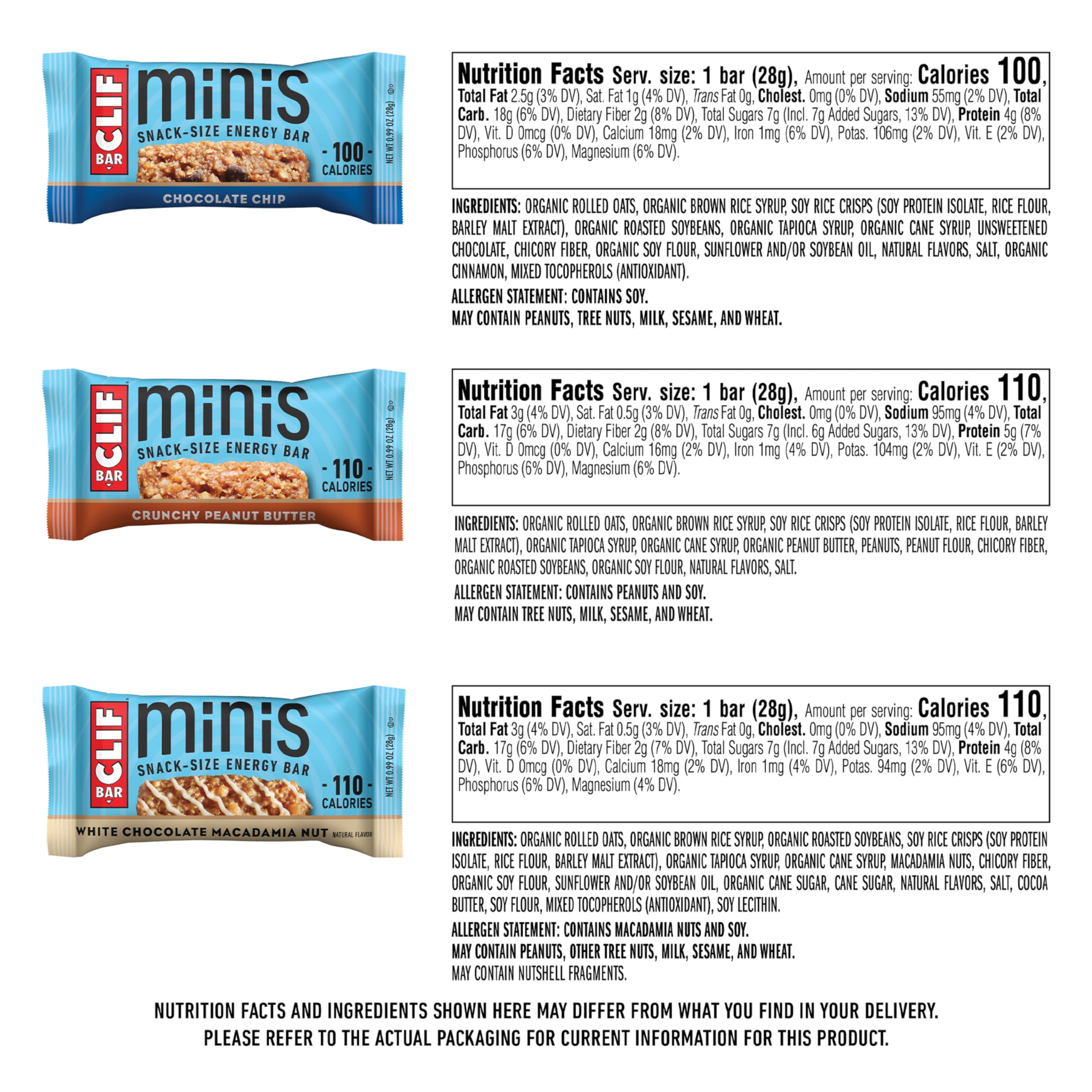 CLIF Bar Minis chocolate-chip closeup highlighting flavor and protein boost.