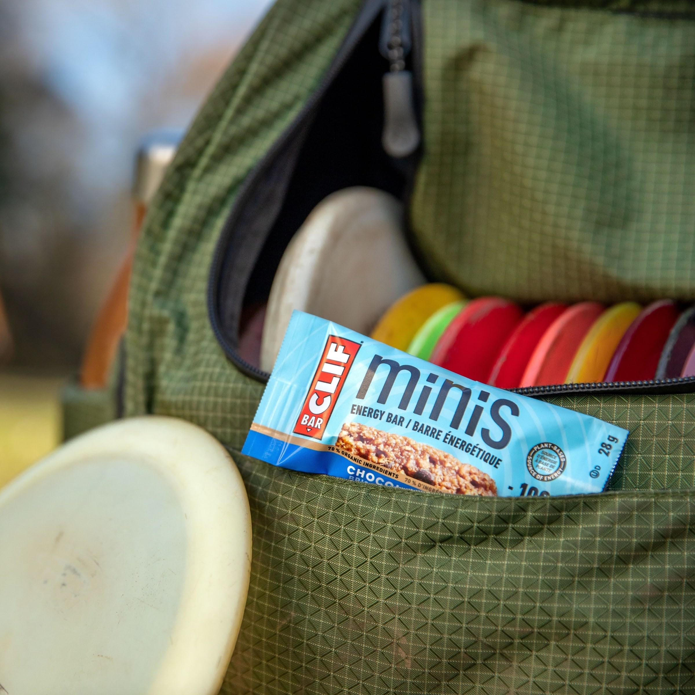 Highlight on 5 g protein per bar in CLIF Bar Minis shot.