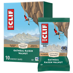 CLIF Bar oatmeal raisin walnut bar on-the-go energy with wholesome oats.