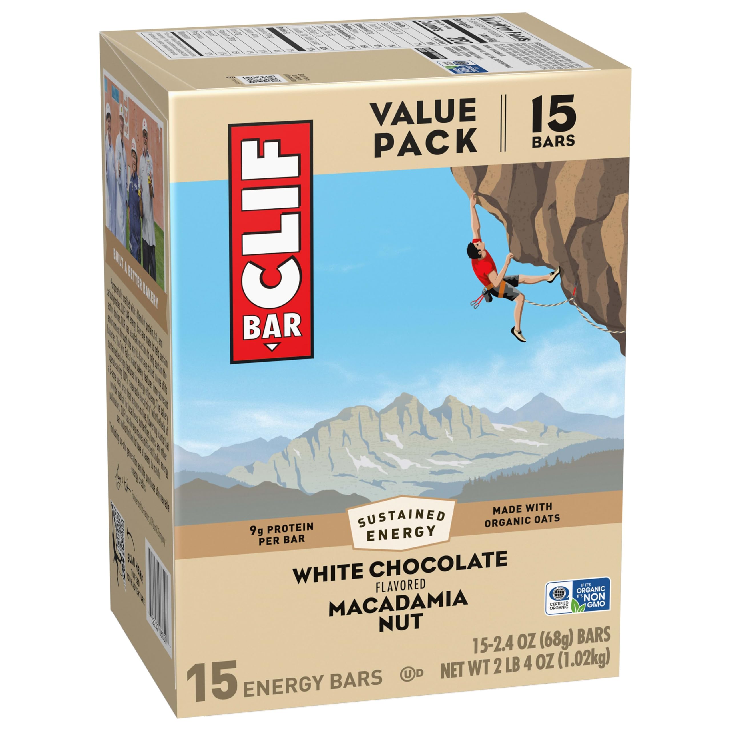 CLIF Bar White Chocolate Macadamia Nut bar during a long ride, energized