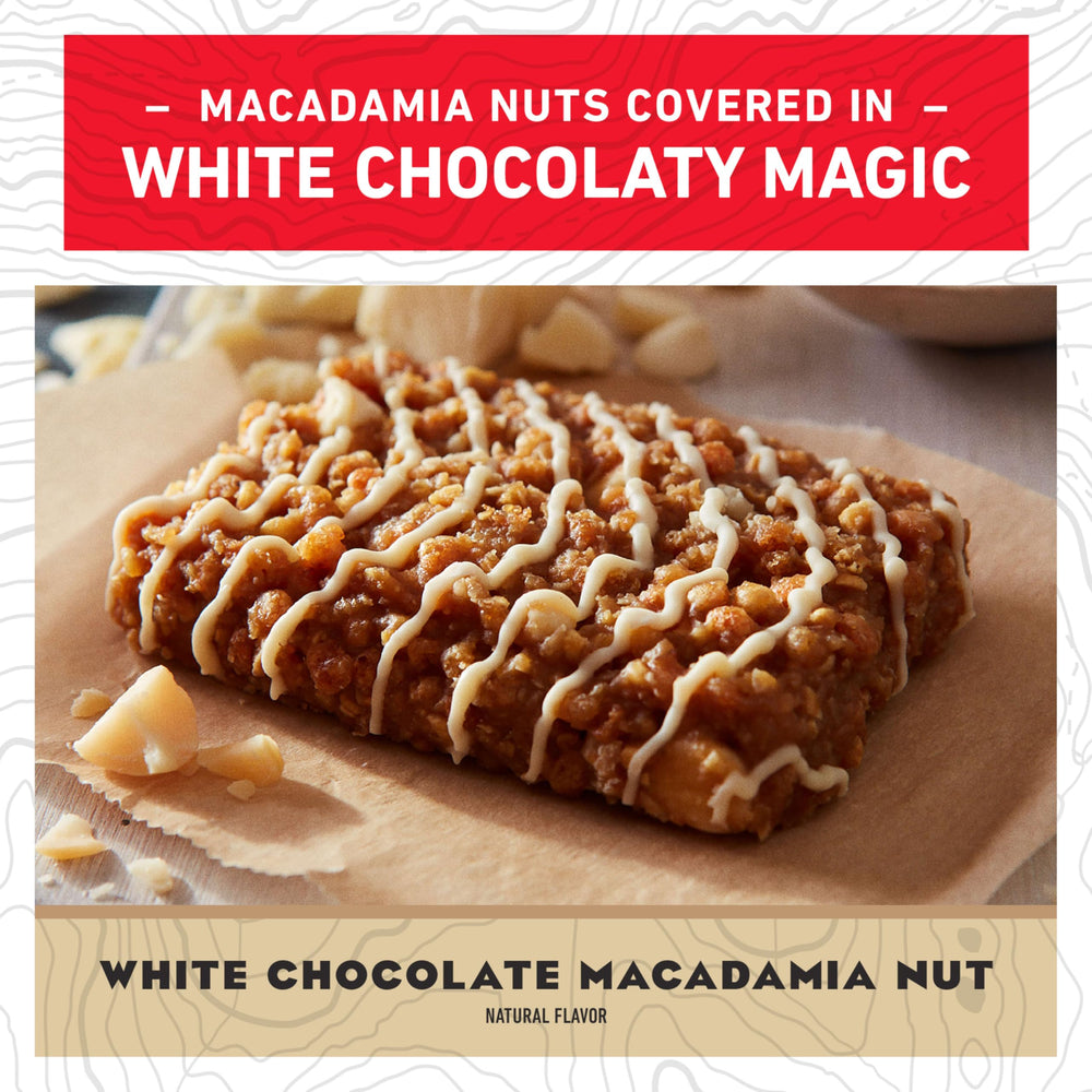 CLIF Bar White Chocolate Macadamia Nut bar in hand for on-the-go fuel