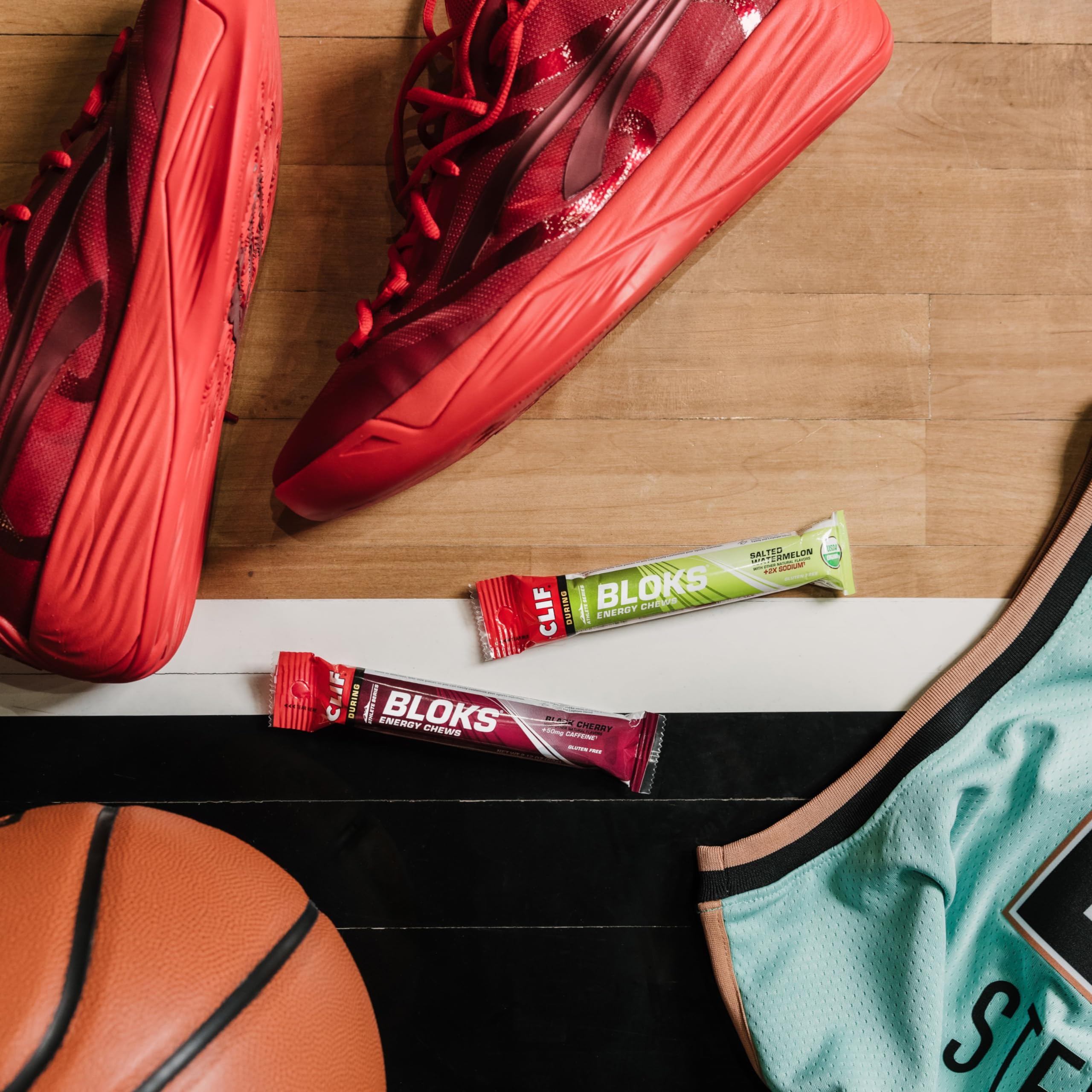 Sodium-rich CLIF BLOKS Tropical Punch supports hydration during workouts