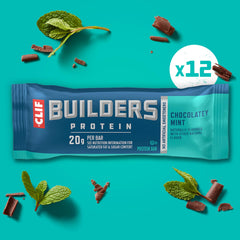 CLIF BUILDERS bar cross-section highlighting protein-rich interior for post-workout recovery.