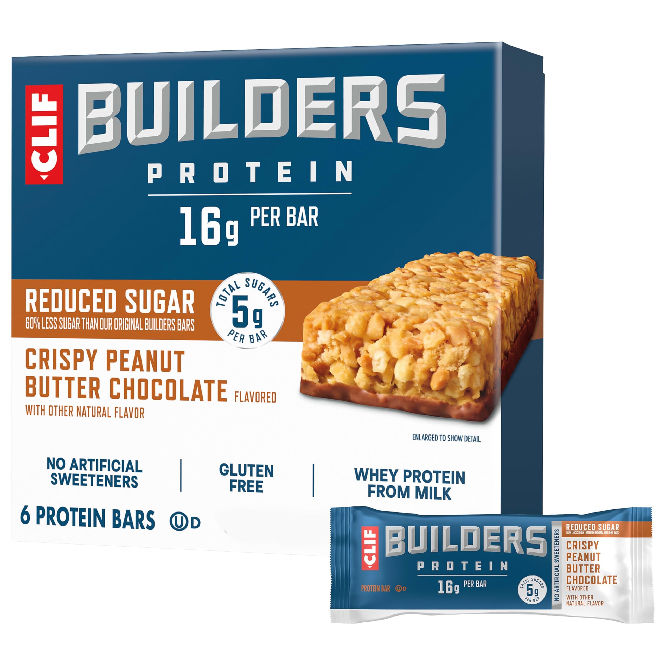 CLIF BUILDERS Crispy Peanut Butter Chocolate bar pack for on-the-go protein.