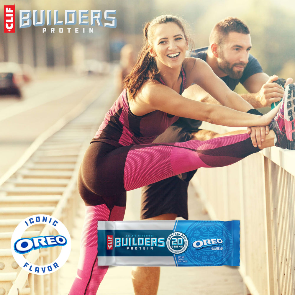 CLIF BUILDERS OREO Bars with 20 g protein noted for post-workout support.