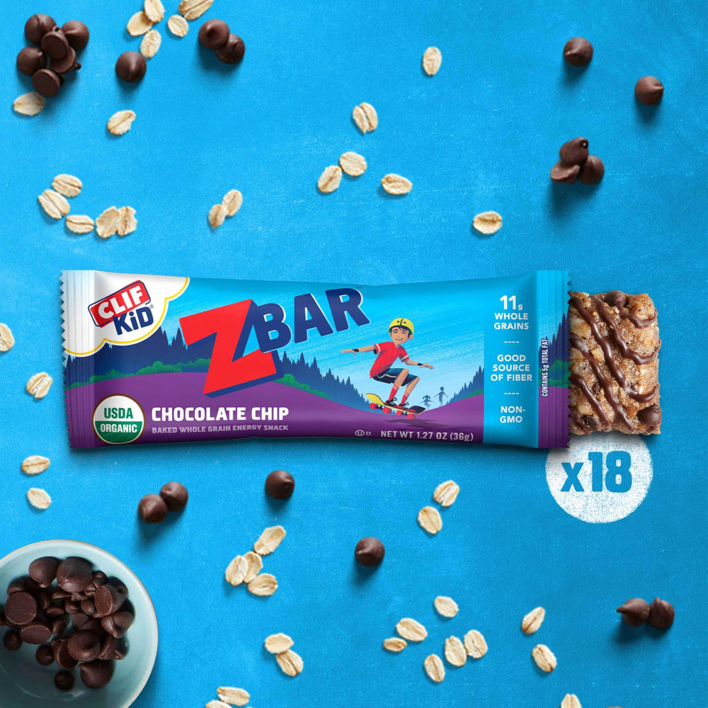 Clif Kid ZBar nutrition panel image emphasizing 12g whole grains per bar.