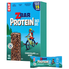 Clif Kid ZBar Protein Chocolate Mint bars in a box for lunchbox energy.