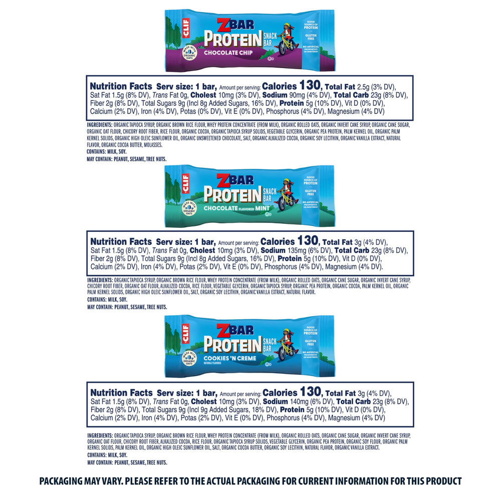 Clif Kid ZBar Protein non-GMO label visible on each bar.