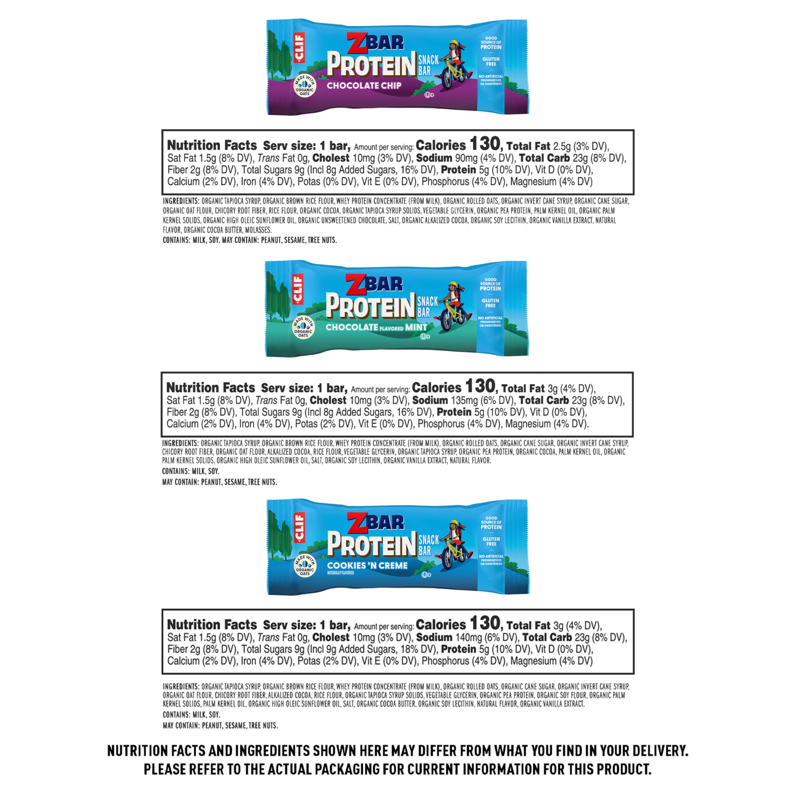 Clif Kid Zbar variety pack offers kid-friendly flavor choices.