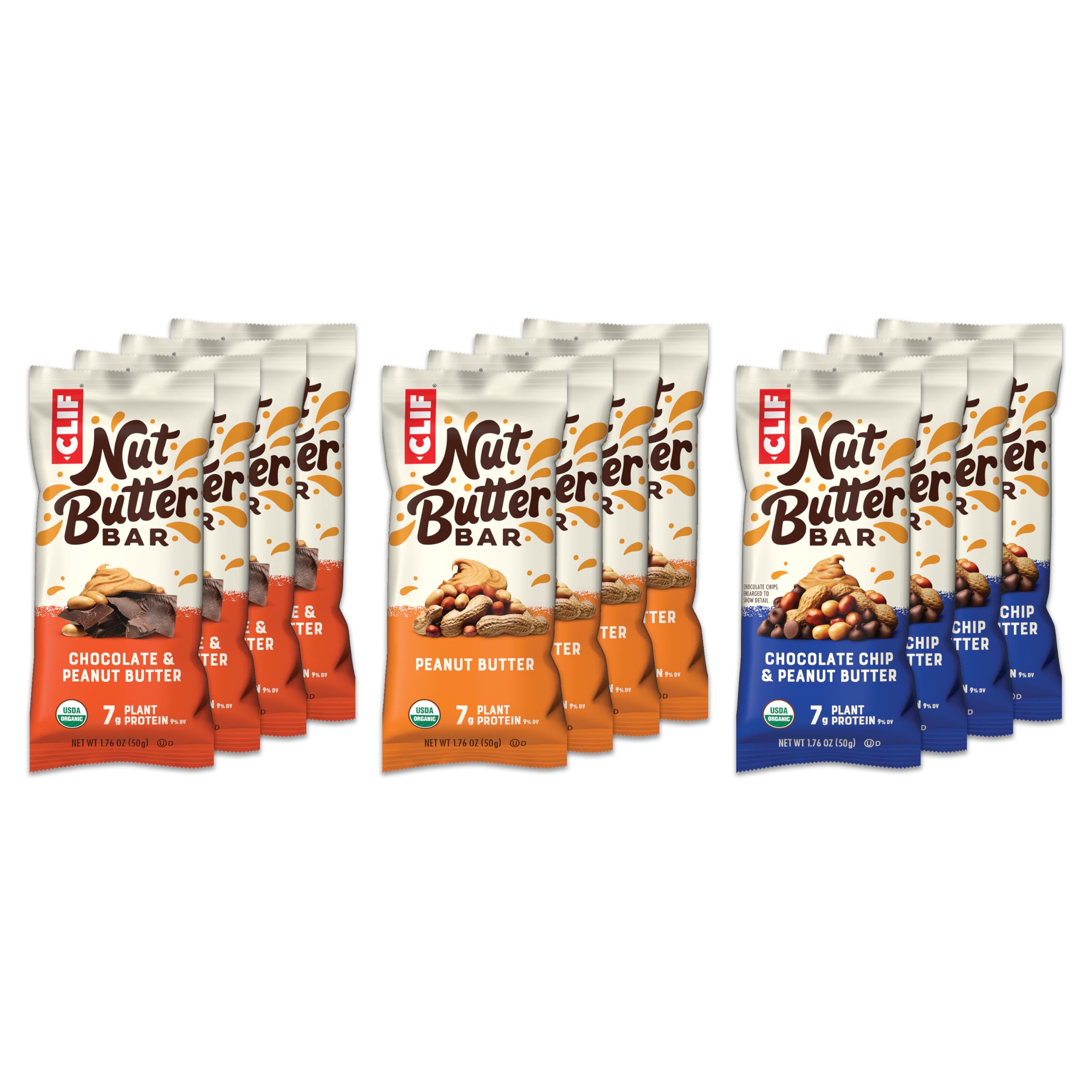 Clif Nut Butter Bar variety pack front view for on-the-go energy and balanced snacking.