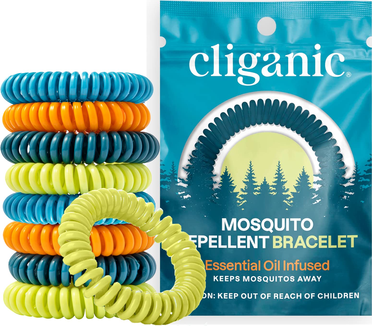 Cliganic 25-pack mosquito repellent bracelets for outdoor protection during activities