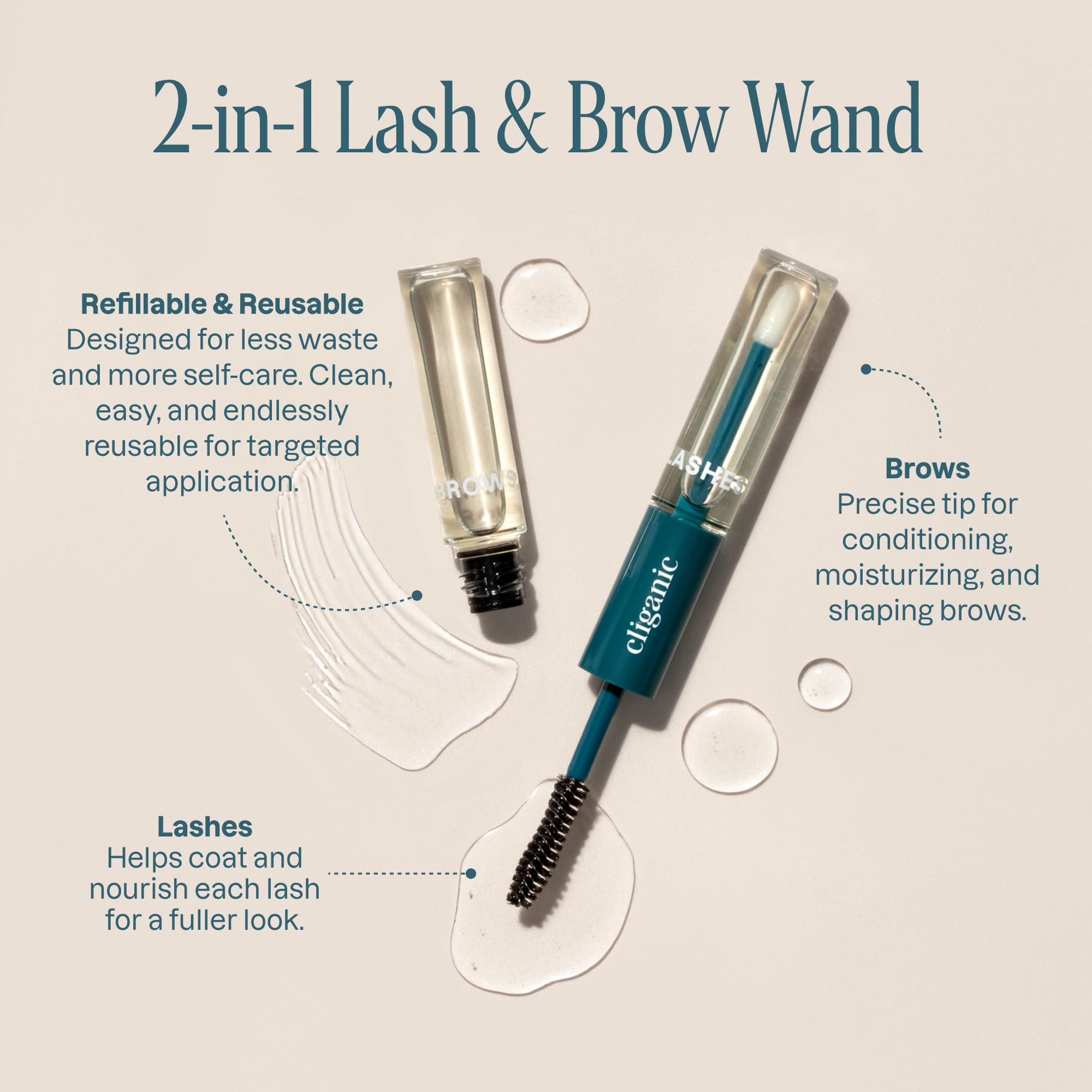 Cliganic castor oil with eyelash-kit shown for easy application.