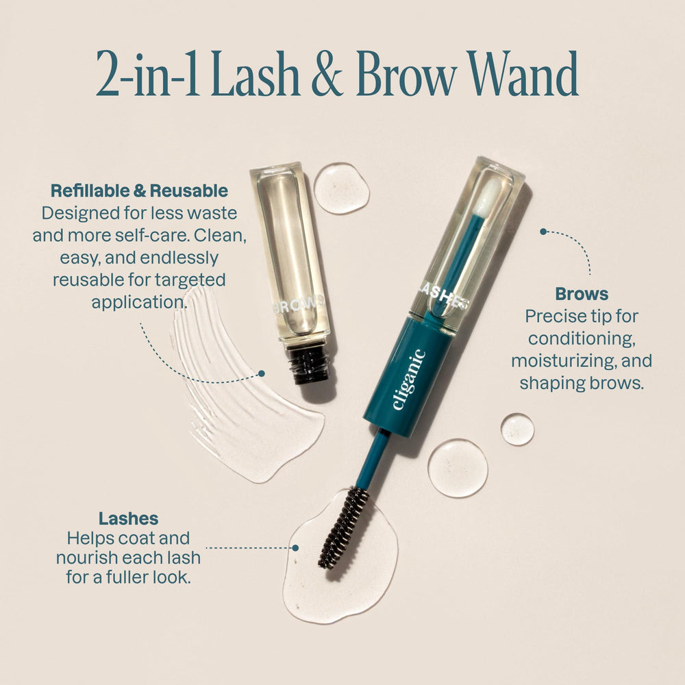 Cliganic castor oil with eyelash-kit shown for easy application.