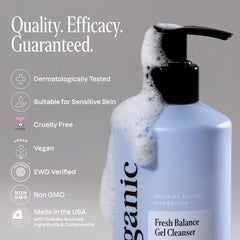 Cliganic Hydrating Facial Gel Cleanser with Aloe Vera for soothing hydration