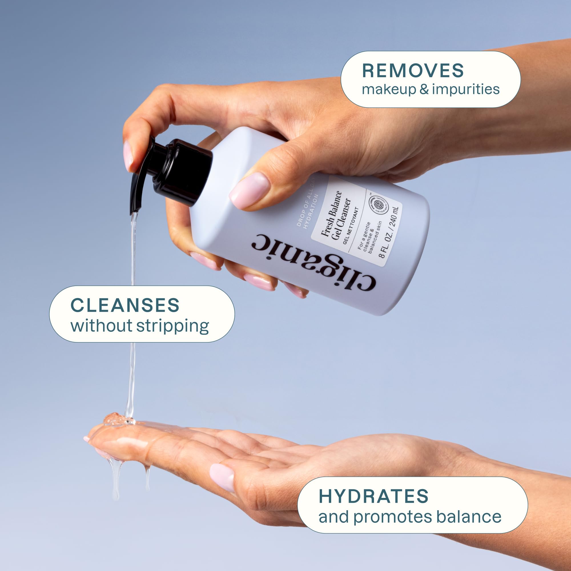 Cliganic Hydrating Facial Gel Cleanser with Jojoba Oil to balance skin