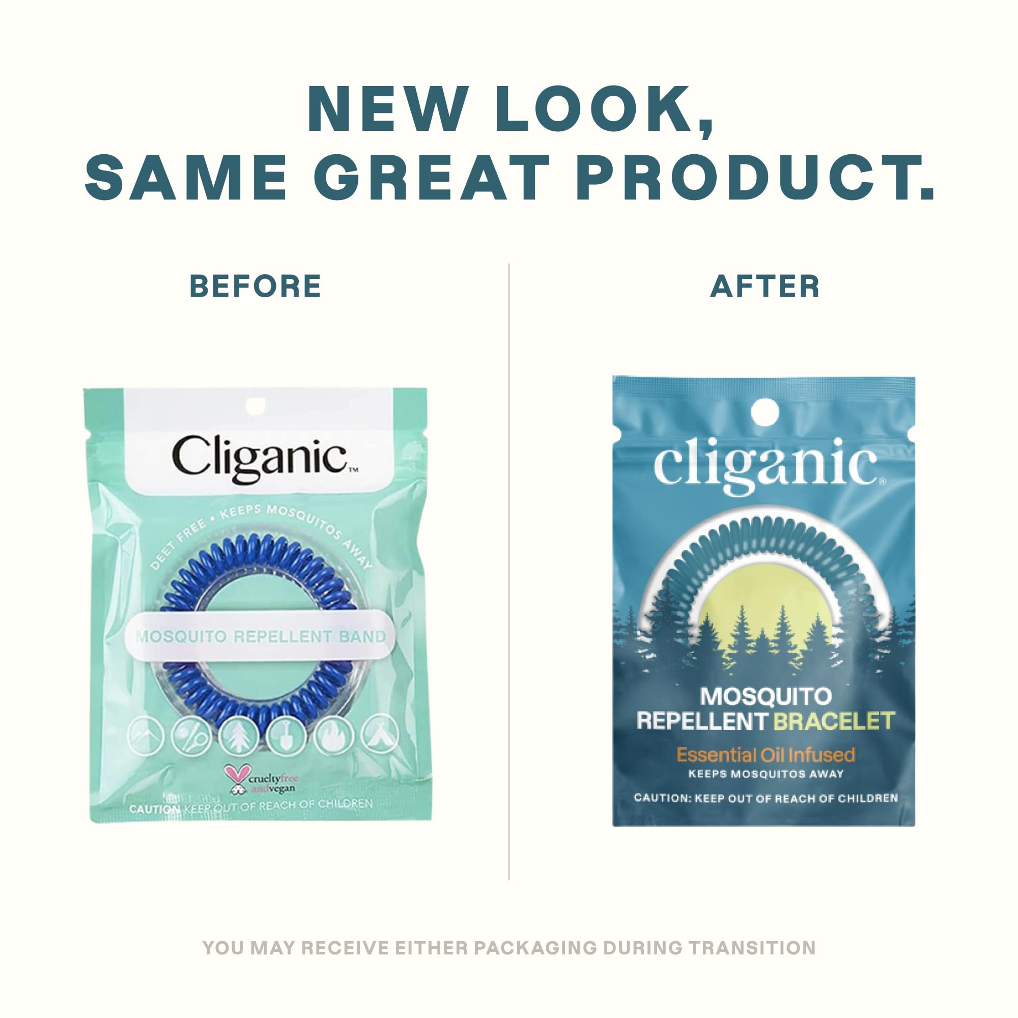 Cliganic individually-wrapped bracelets for convenient on-the-go use