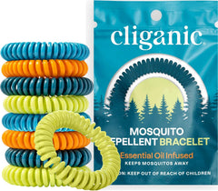 Cliganic mosquito bracelet closeup with natural essential oil scent.