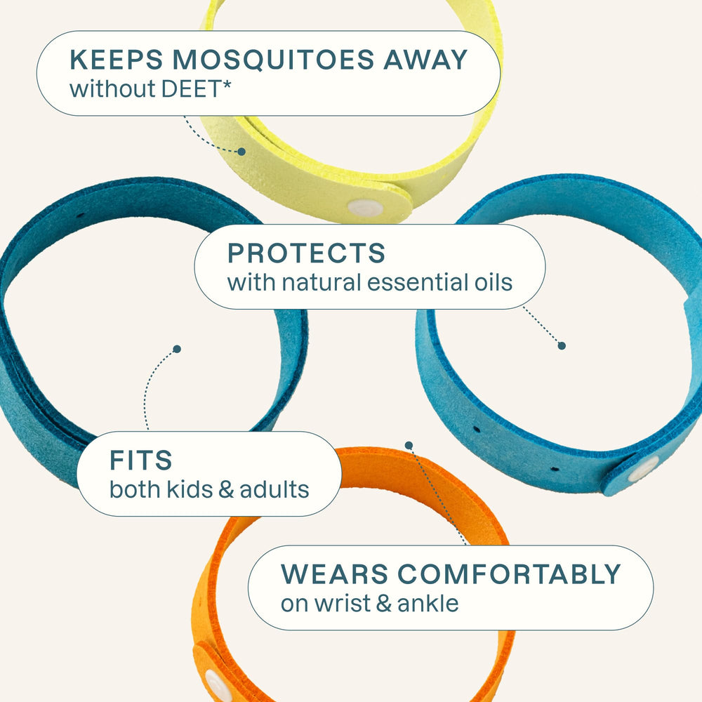 Adults wearing Cliganic mosquito repellent bracelet with comfortable, adjustable fit
