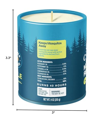 Cliganic Mosquito Repellent Candle burns up to 40 hours.