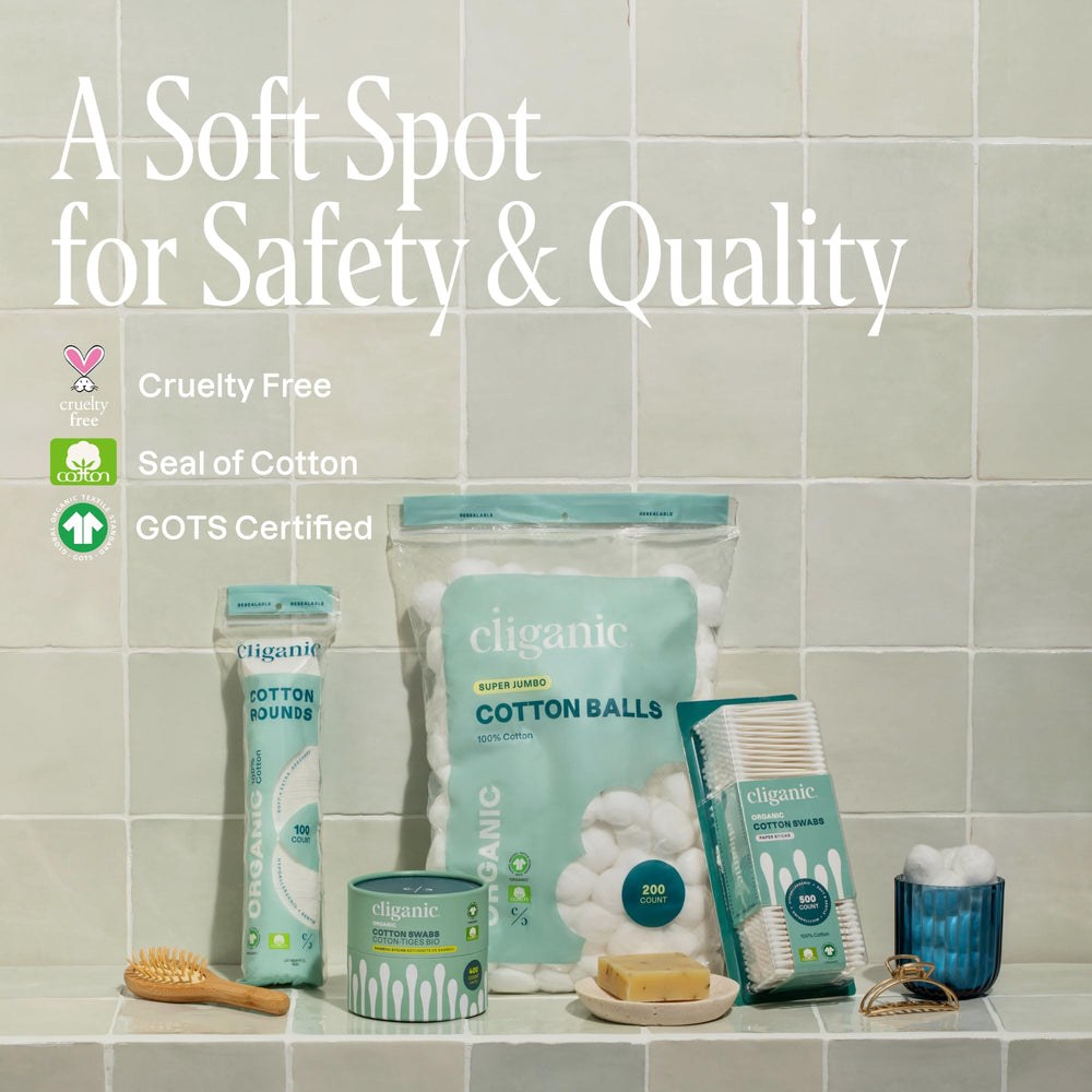 Cliganic Premium Cotton Rounds cruelty-free vegan packaging highlight ethical skincare choice