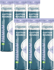 Cliganic Premium Cotton Rounds face pack 6x100 top view for gentle makeup removal