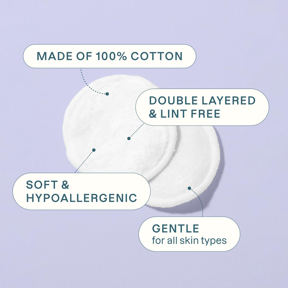 Cliganic Premium Cotton Rounds soft fiber closeup for ultra-soft skin contact