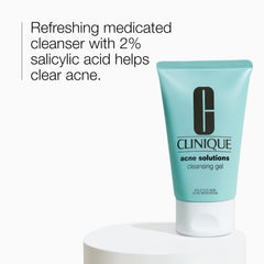 Clinique Acne Solutions Cleansing Gel label detail highlighting fragrance-free formula