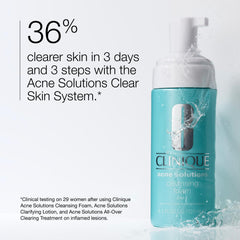 Clinique Acne Solutions foaming wash in action visually cleansing excess oil.
