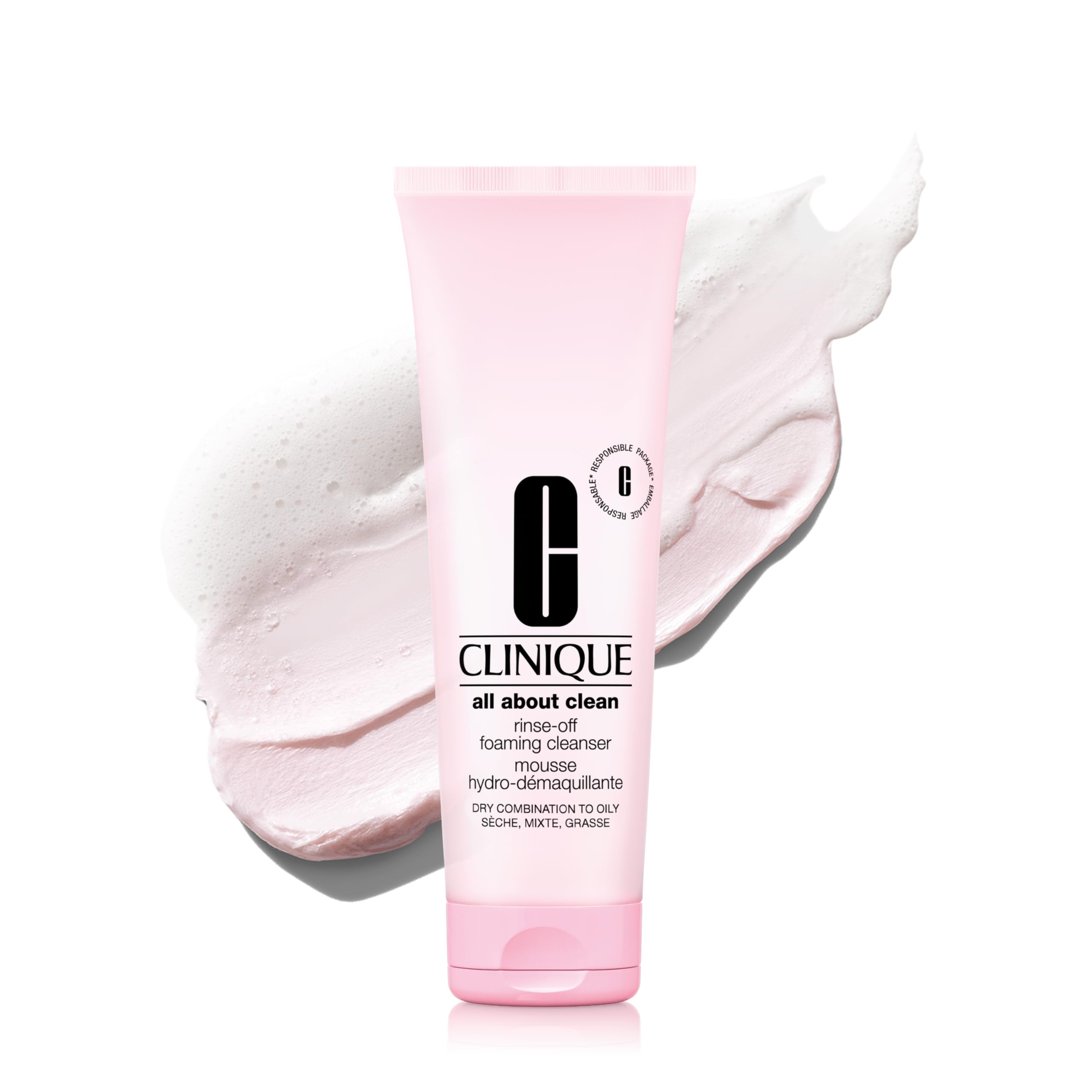 Clinique All About Clean bottle shown for everyday cleansing on oily skin.