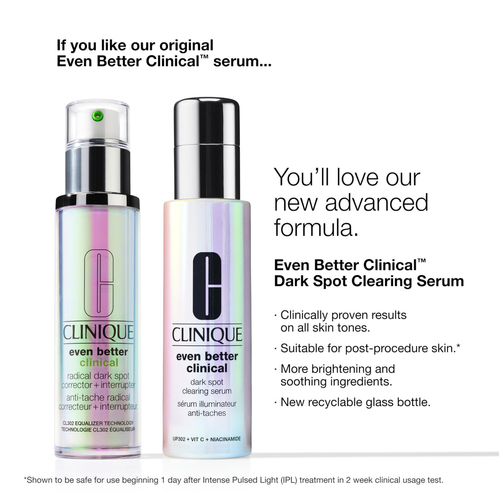 Clinique Even Better serum after use appears brighter and more even-toned.