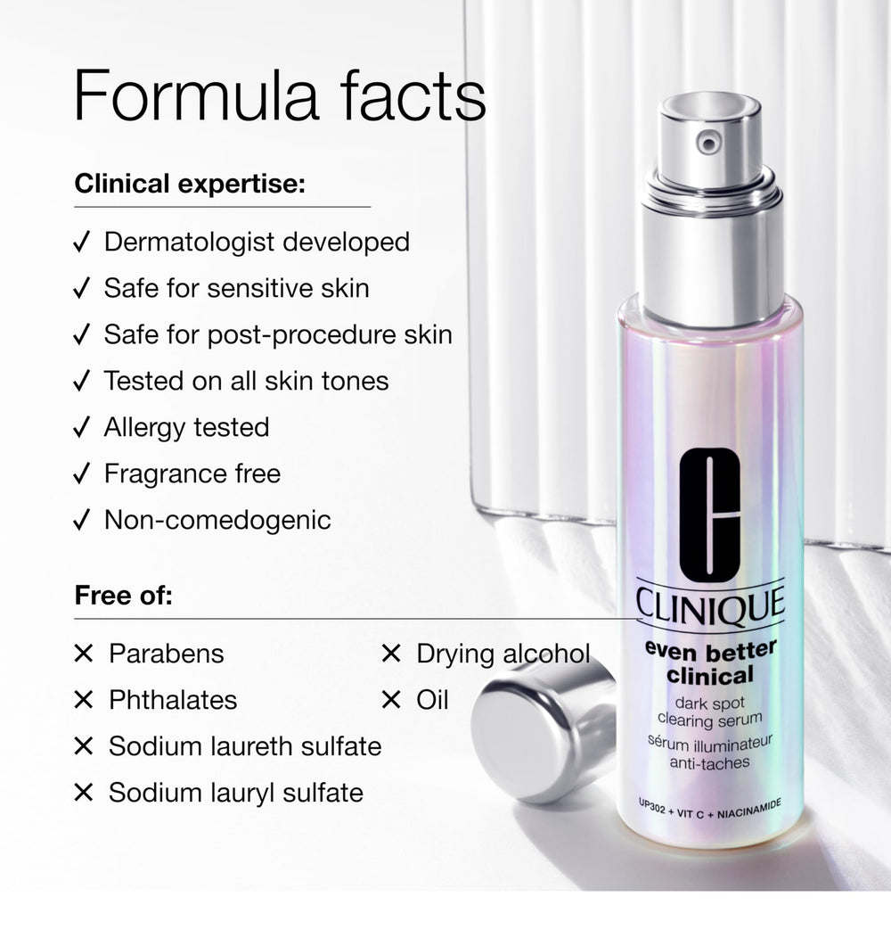 Clinique Even Better serum on the face creating natural glow and even tone.