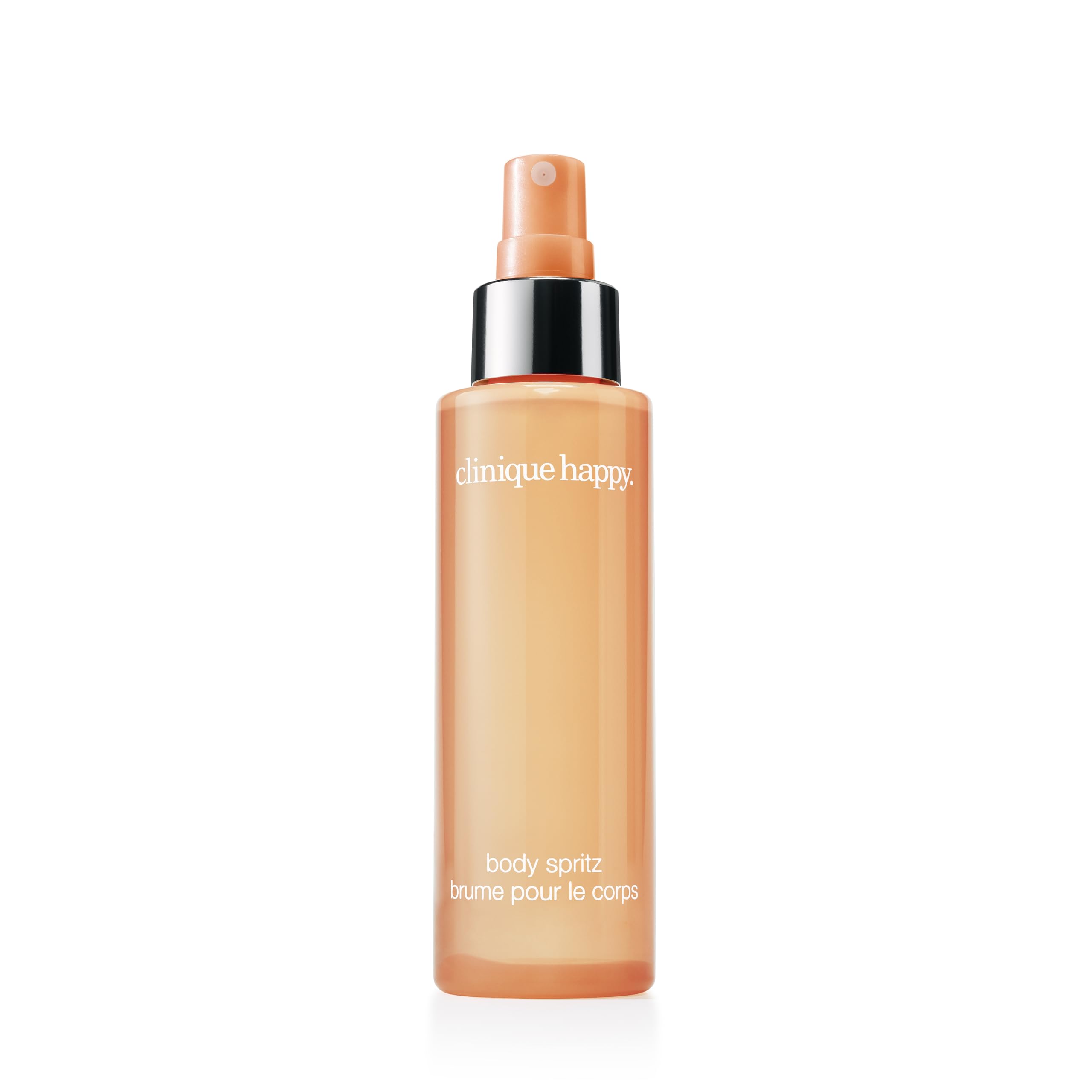 Clinique Happy Body Spritz bottle front view highlighting bright citrus mood